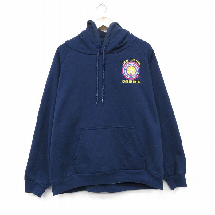 XL/古着 キャンバー 長袖 スウェット パーカー メンズ 90年代 90s LOCAL 大きいサイズ ラグラン USA製 紺 内側サーマル【spe】 26apr18