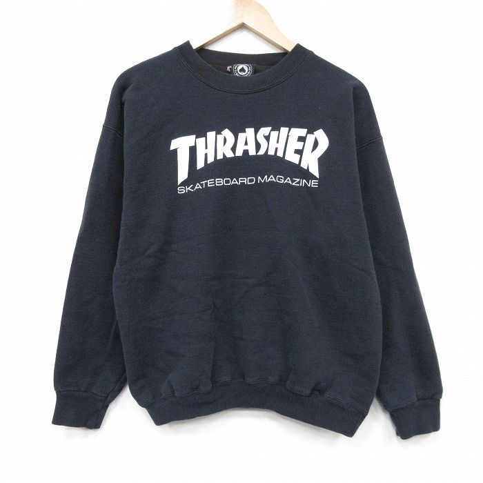M/古着 スラッシャー 長袖 スウェット メンズ ビッグロゴ クルーネック 黒 26apr18