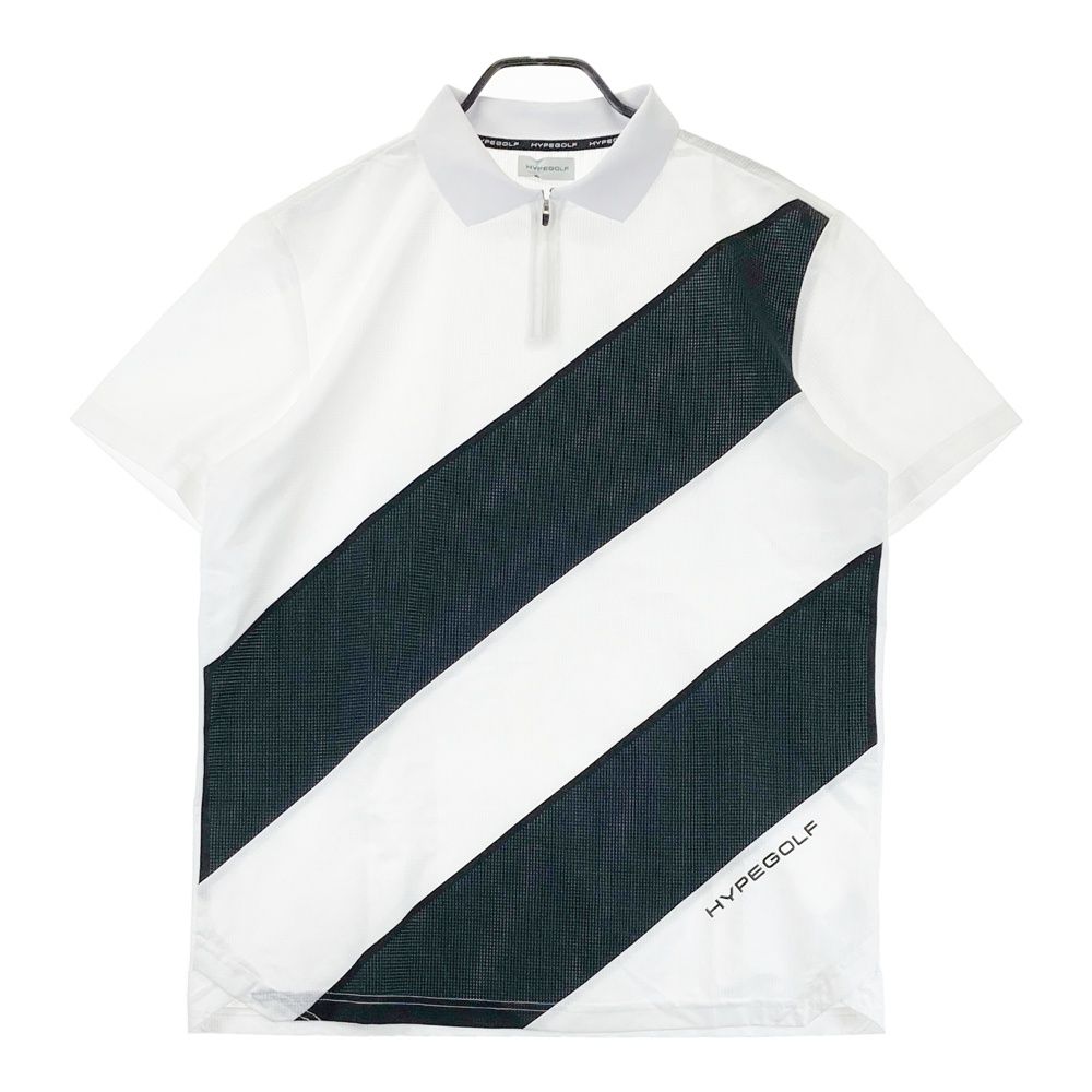 サイズ：XL HYPEGOLF ハイプゴルフ ハーフジップ半袖ポロシャツ ドット
