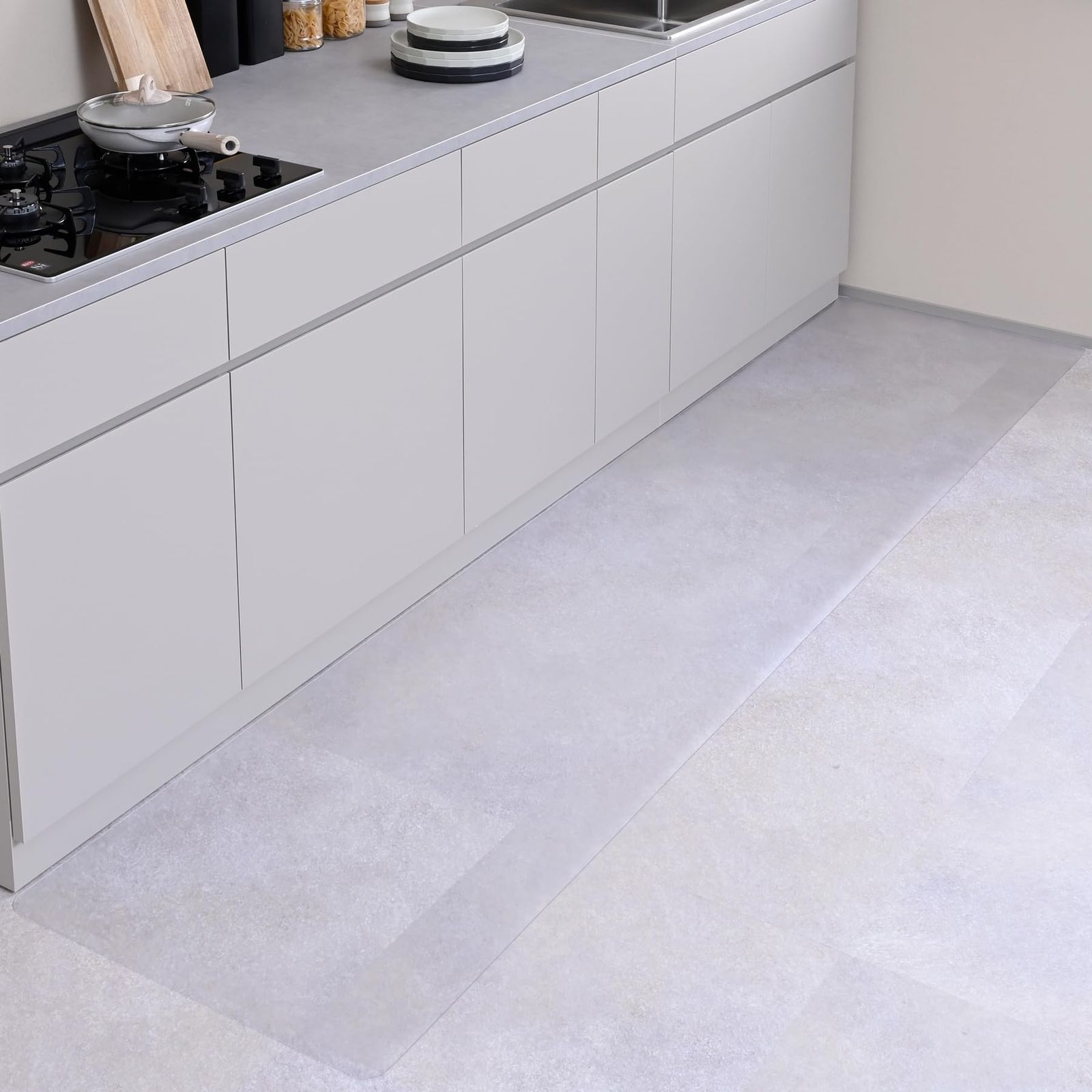 山善(YAMAZEN) キッチンマット 透明 クリア 拭ける 傷防止 シート 60×270cm 1.5mm厚 (はさみでカットできる/床暖房対応) 床保護 PVCマット キッチン 透明マット 床 CFM-2760★m 9be70302