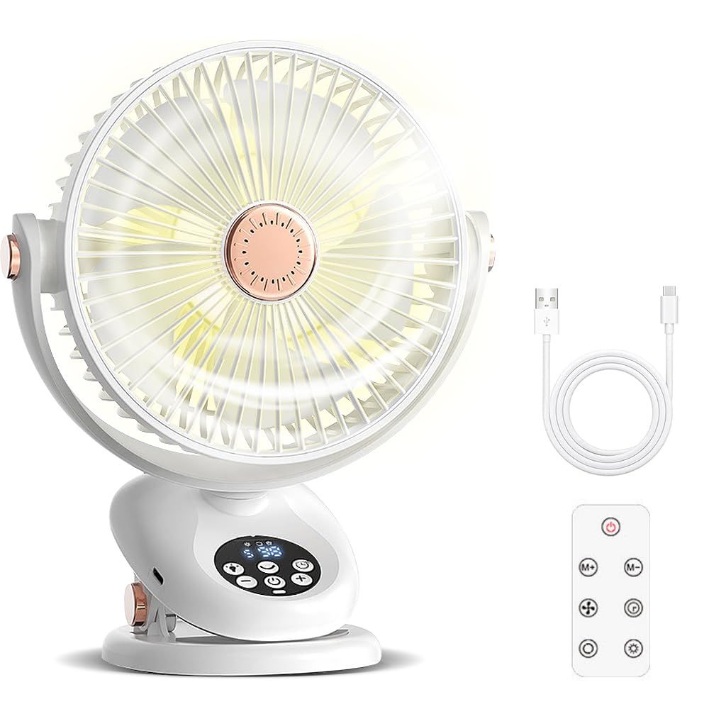 クリップ扇風機 自動首振り リモコン タイマー LEDライト付き 卓上扇風機 風量5段階調節 LCD残量・風量段階表示 扇風機 アロマ対応 壁掛け せんぷうき 静音 ファン 小型 卓上ファン Type-C充電式 4000mAh 充電しながら使 69a8d9fb