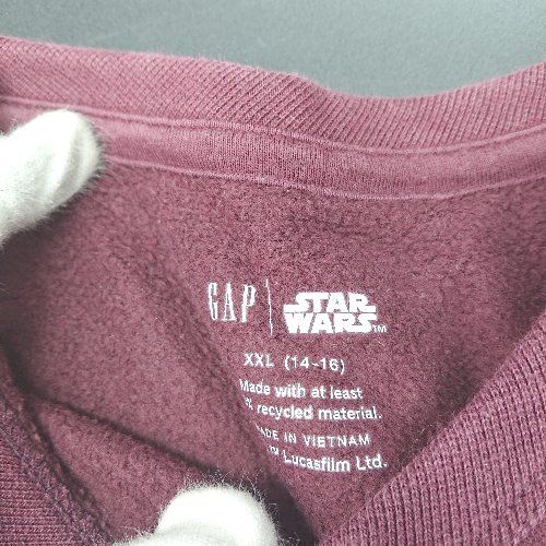 ◇ ⊇ GAP スターウォーズ コラボ 裏起毛 キッズ 子供服 長袖 トレーナー サイズXXL ボルドー 男の子 女の子 E 【1409240034810】