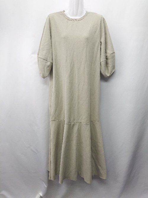 ◇ ⊇ DouDou バルーン袖 七分袖 ロング丈 ワンピース サイズF ライトグリーン レディース E 【1409240056041】