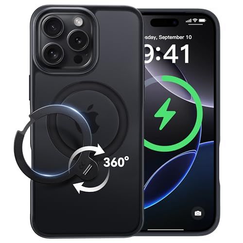 【2026最高傑作&定点360度回転】CASEKOO iPhone 16 Pro Max 用 ケース 米軍MIL規格 耐衝撃 MagSafe対応 高耐久性【横縦両立・角度自由調整】最大25W急速充電対応 指紋防止/マット仕上げ/黄変防止/半透 102e0219