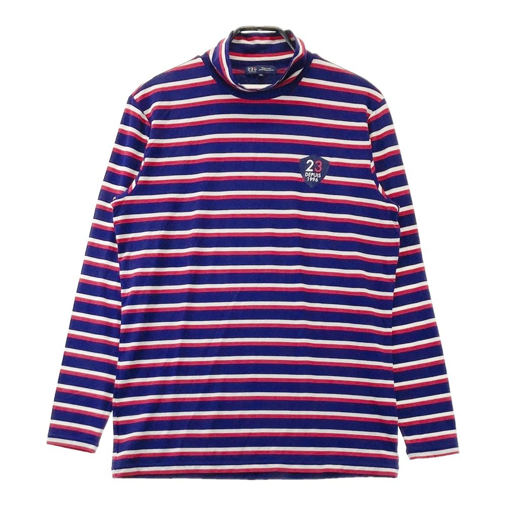 サイズ：LL 23区GOLF ニジュウサンクゴルフ ハイネック 長袖Tシャツ ボーダー柄 ネイビー系 [240101688431] ゴルフウェア メンズ ストスト