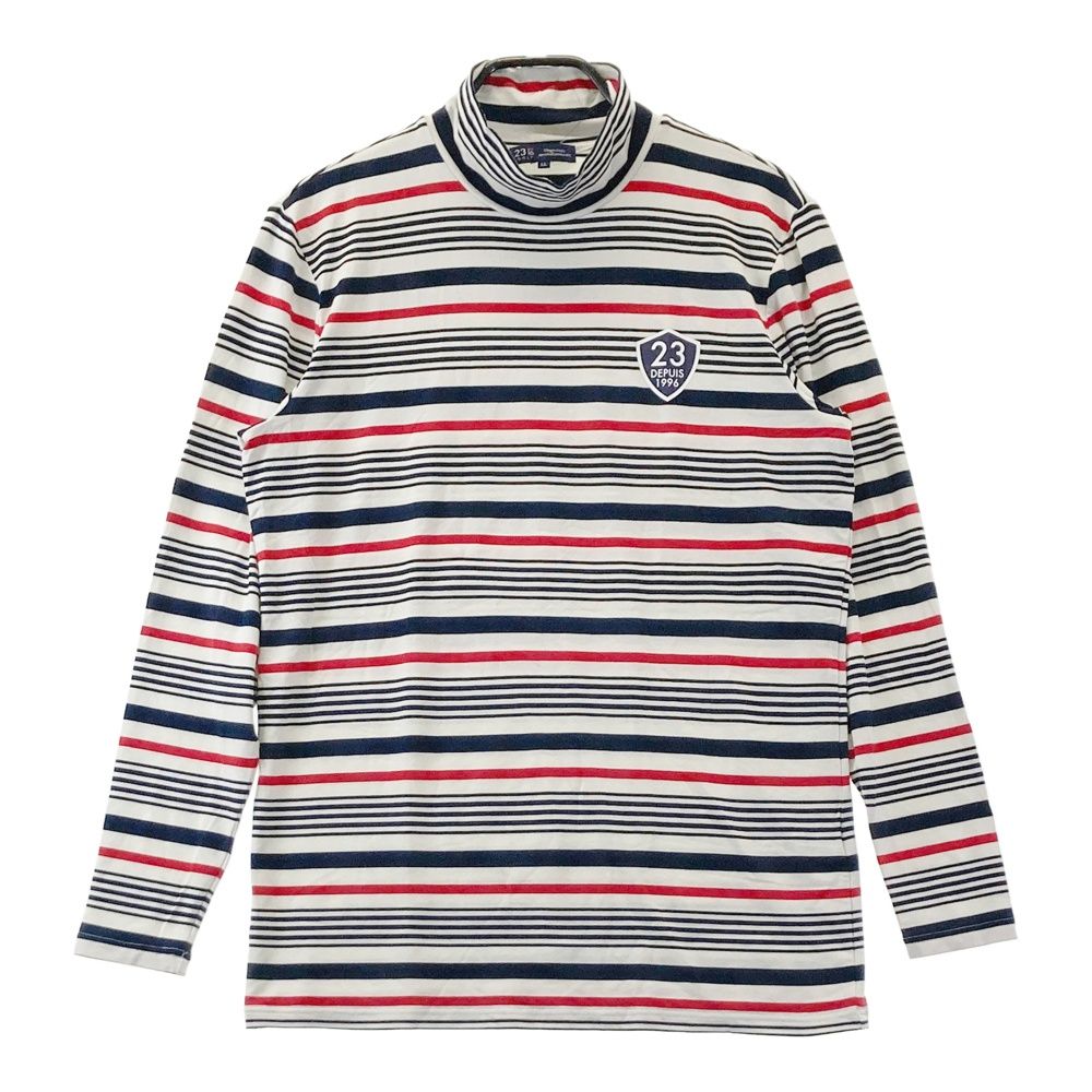 サイズ：LL 23区GOLF ニジュウサンクゴルフ ハイネック 長袖Tシャツ ボーダー柄 ホワイト系 [240101688432] ゴルフウェア メンズ ストスト