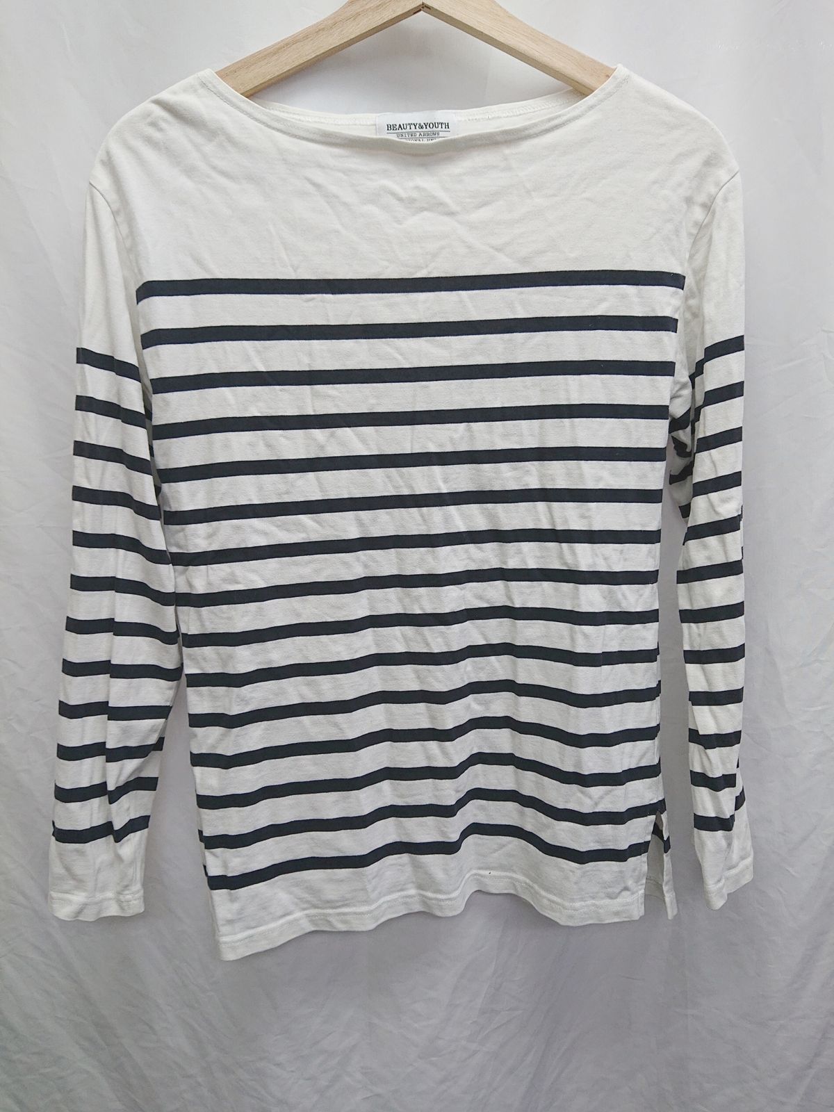 ◇ Θ BEAUTY & YOUTH ビューティアンドユース ユナ ボーダー 長袖 Ｔシャツ サイズM ブラック　ホワイト レディース P 【1409250009662】