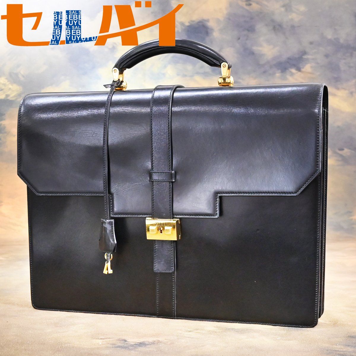 本物 美品 ジリー 極希少 最高級カーフスキン ダブルコンパートメント クラシックビジネスバッグ ブラック A4 ブリーフケース 書類鞄 ZILLI