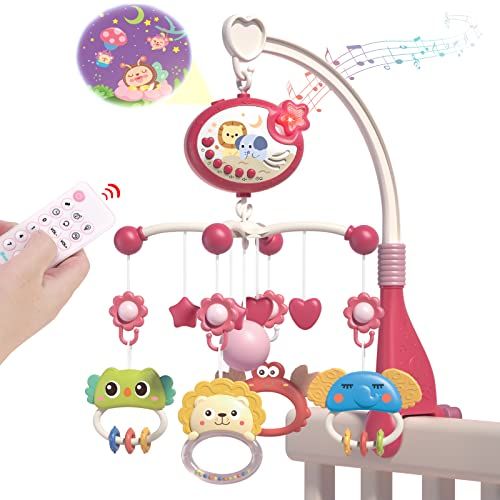 REMOKING ベッドメリー ベビーメリー 音楽付き 回転式 赤ちゃん ベビーベッド おもちゃ やさしい音色 新生児 出産祝い 男の子 女の子 プレゼント(レッド)Y c13365e2