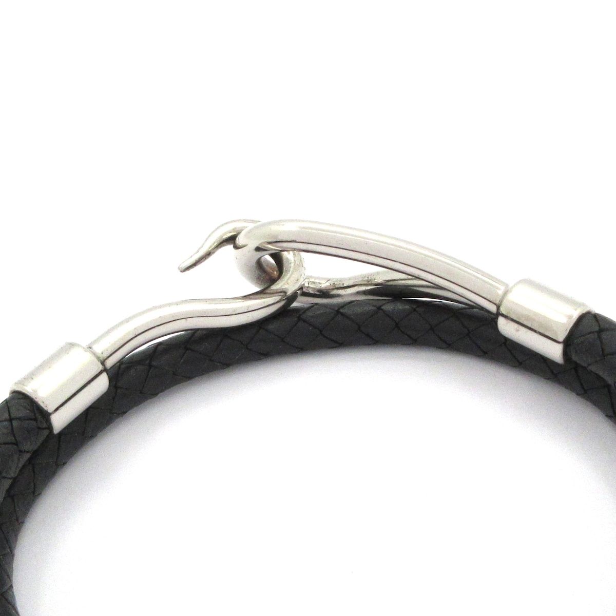 HERMES(エルメス) ブレスレット ジャンボ レザー 黒×シルバー 2連