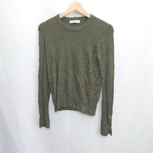 ◇ ⊇ ZARA KNIT 袖口ボタン 長袖 ニット セーター サイズS カーキ レディース E 【1410100007134】