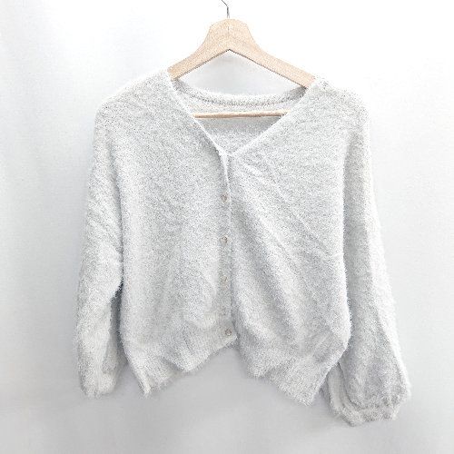 ◇ ⊇ earth music&ecology 100％ナイロン、ショート丈カーディガン 長袖 カーディガン サイズ グレー レディース E 【1410100004188】
