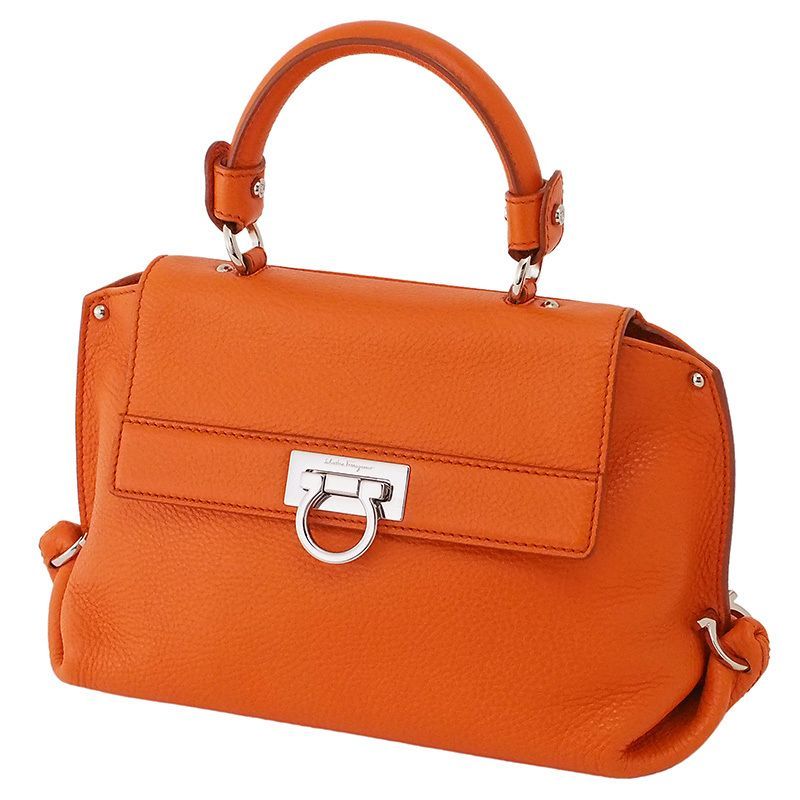 サルヴァトーレ・フェラガモ Salvatore Ferragamo ソフィア ガンチーニ2WAY ハンドバッグ レザー オレンジ