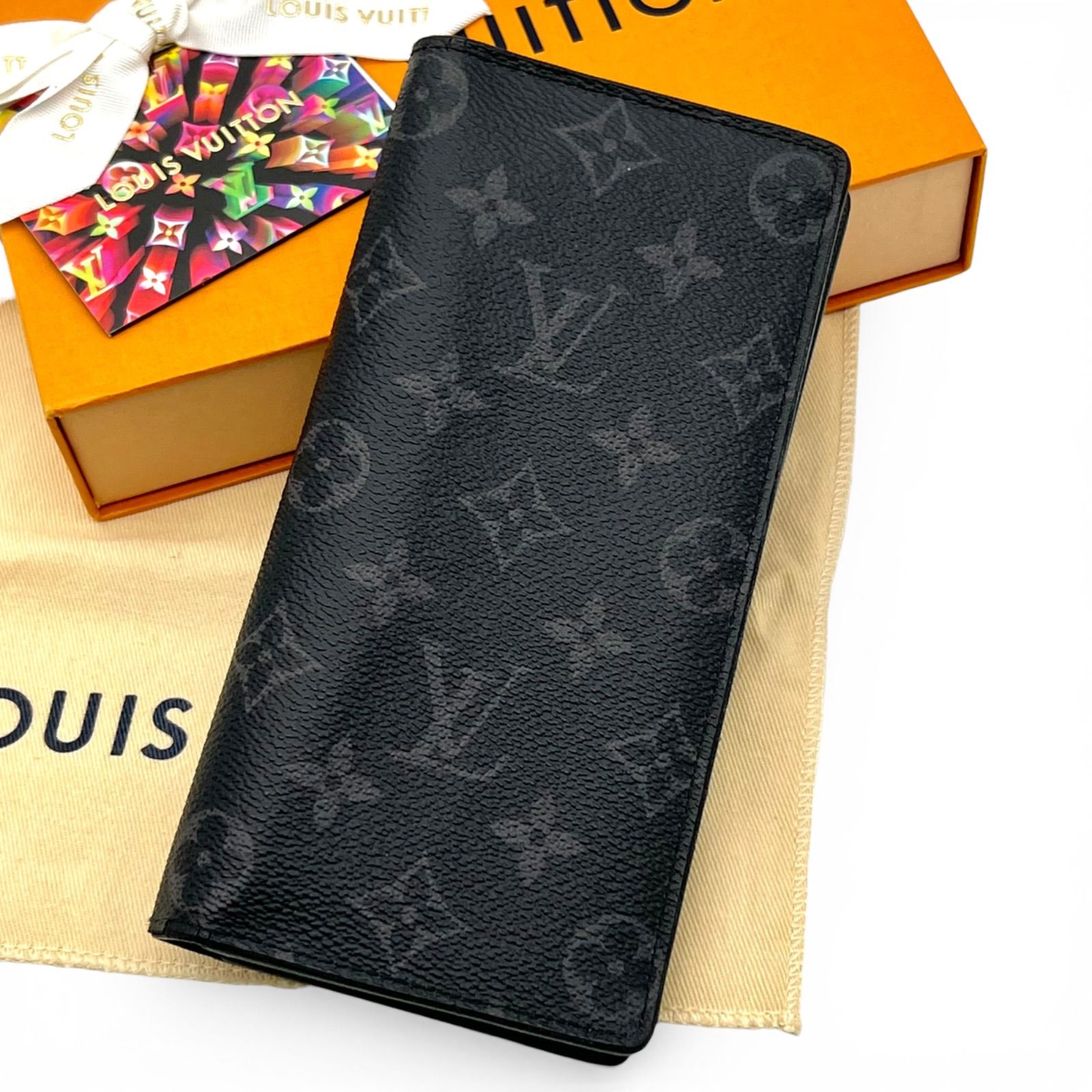 LOUIS VUITTON ルイヴィトン モノグラムエクリプス ブラザ 長財布 二つ折り ブラック 黒色 メンズ