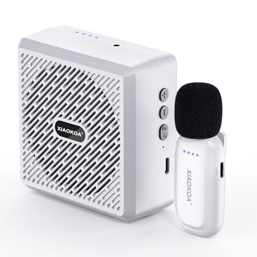 XIAOKOA 拡声器 ワイヤレス拡声器 ポータブル拡声器 10W 無線拡声器 ワイヤレススピーカー 2.4G ピンマイク付き ブルートゥーススピーカー 大音量 50m遠距離伝送 小型 軽量 有線/無線マイク適用 音楽再生 拡声 ハウリング低 70e26e4a