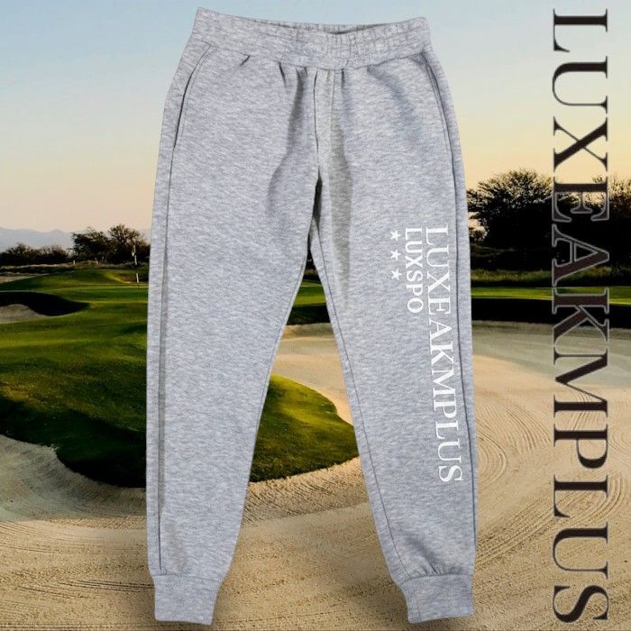 LUXEAKMPLUS リュクスエイケイエムプラス GOLF ゴルフ 刺繍ロゴ スウェット ロングパンツ ゴルフウェア スポーツウェア LAB-23010 定価1.3万 グレー M▲038▼30904h03