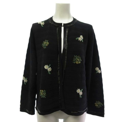 ケイタマルヤマ カーディガン 花柄刺繍 長袖 2 ブラック 11,473円