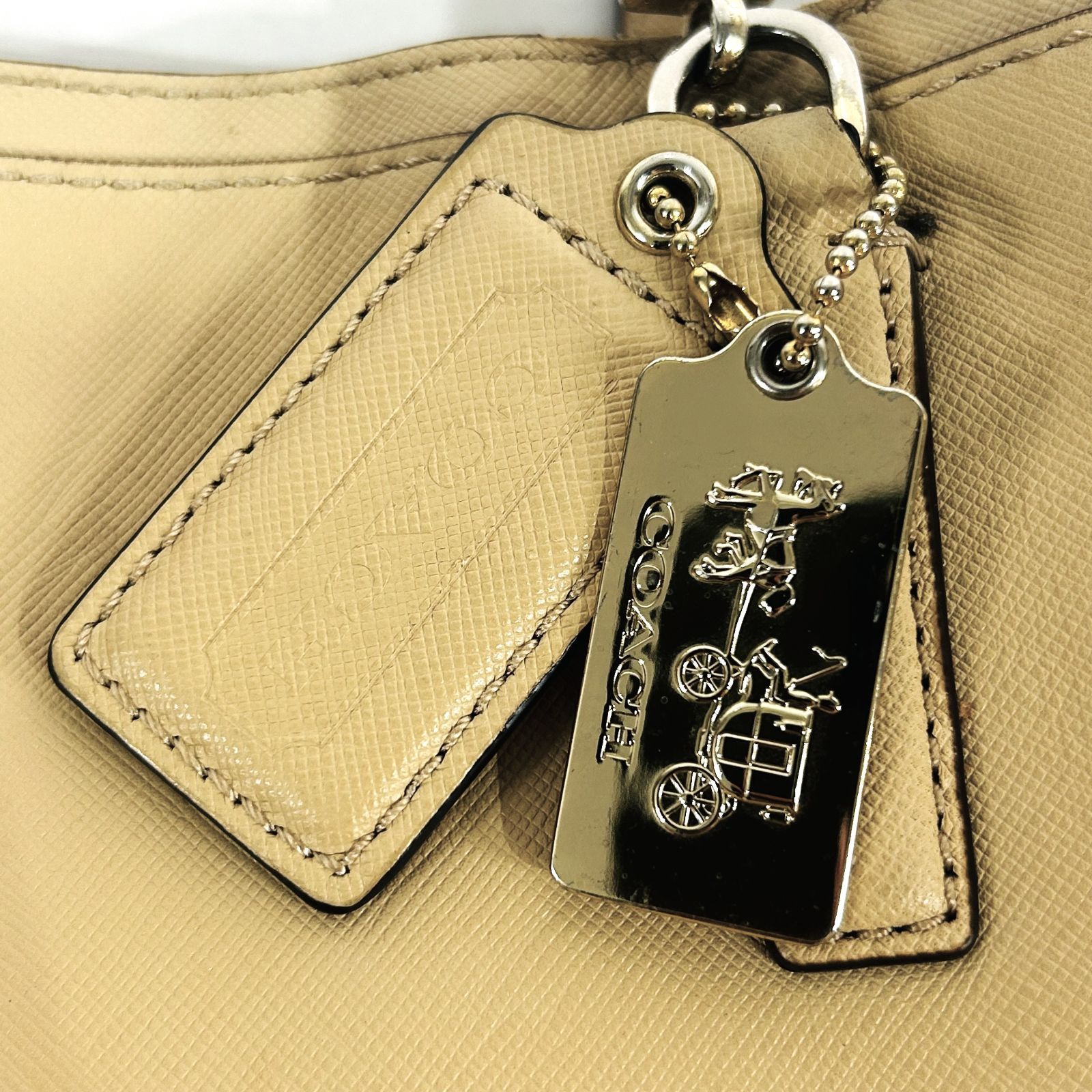 NC3544 COACH コーチ マディソン ベージュ ブラウン レザー ショルダー 
