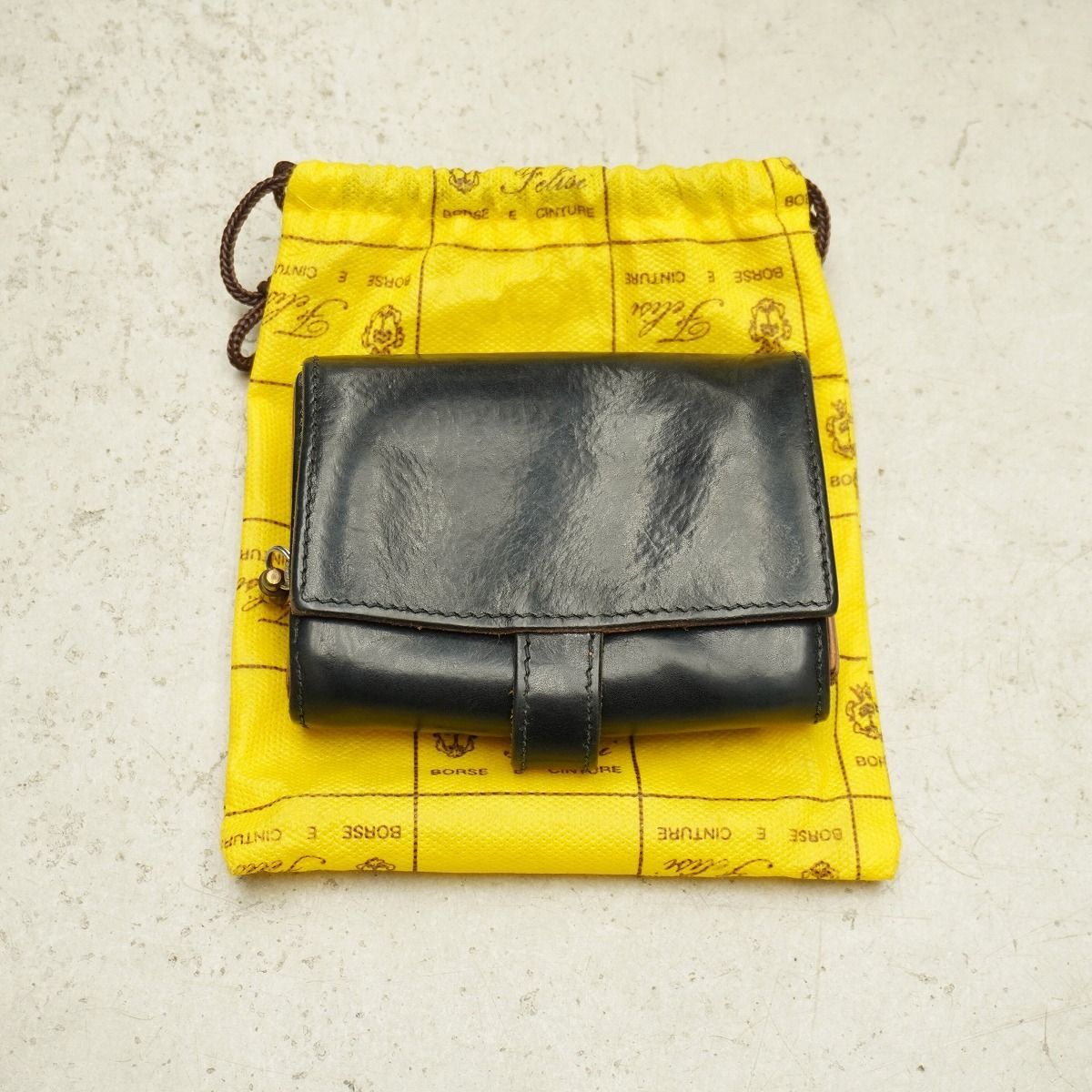 定番 Felisi フェリージ レザー 二つ折り コンパクト ウォレット 財布 蛇腹 アコーディオン ブラック 黒2782Q★2
