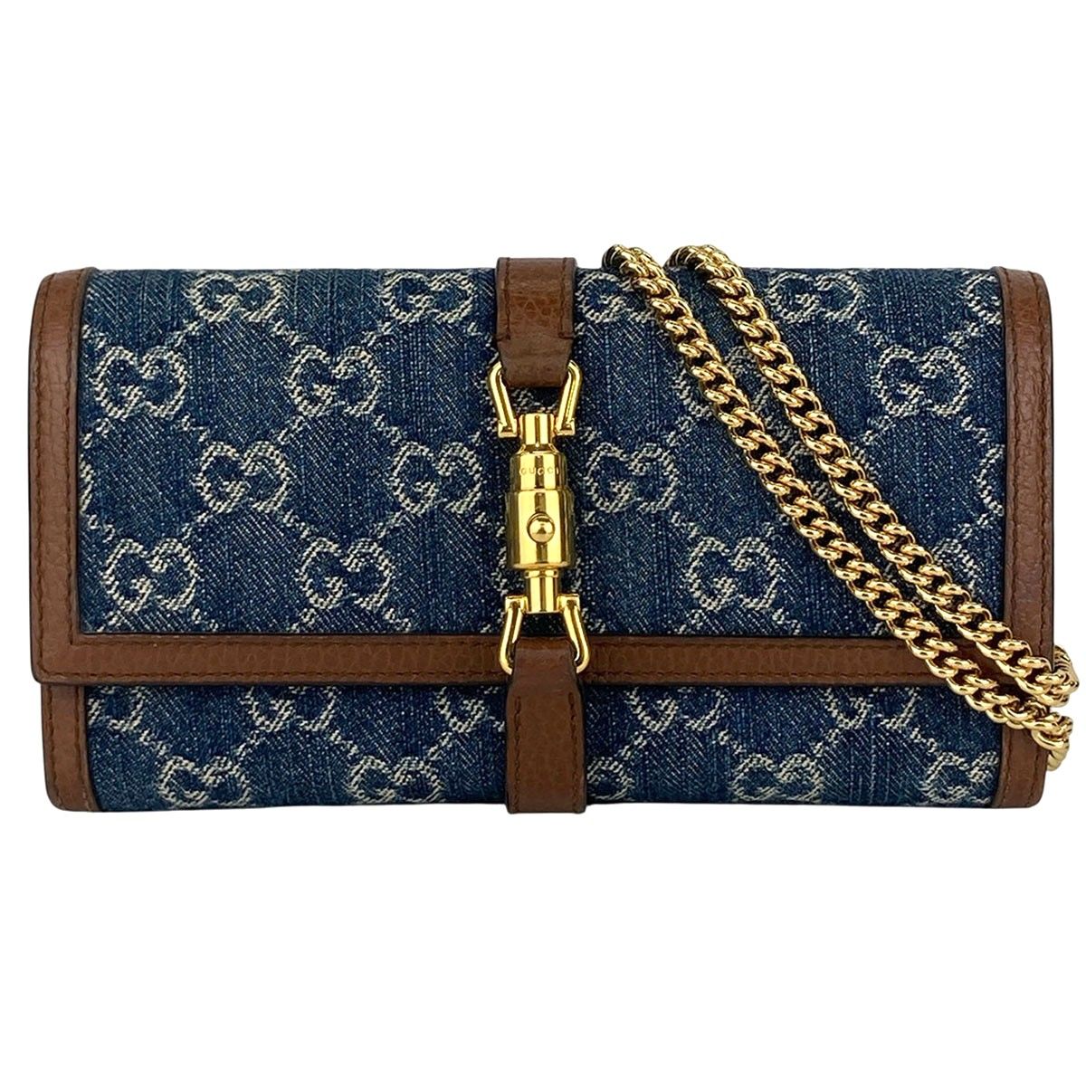 GUCCI グッチ ジャッキー1961 デニム チェーンウォレット ショルダーバッグ 652681 レディース GGキャンバス 中古