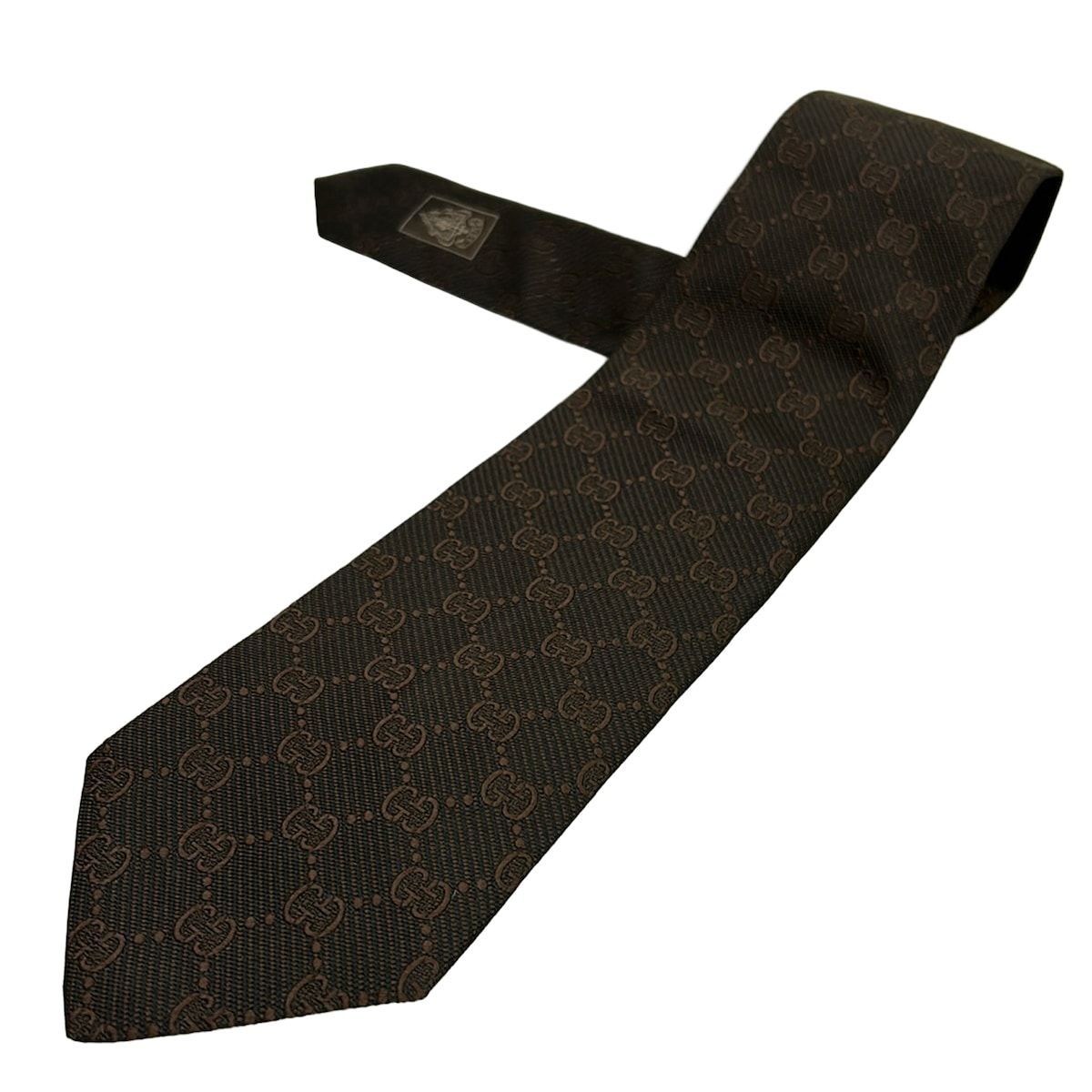 GUCCI(グッチ) ネクタイ メンズ美品 - ダークブラウン×黒 GG柄