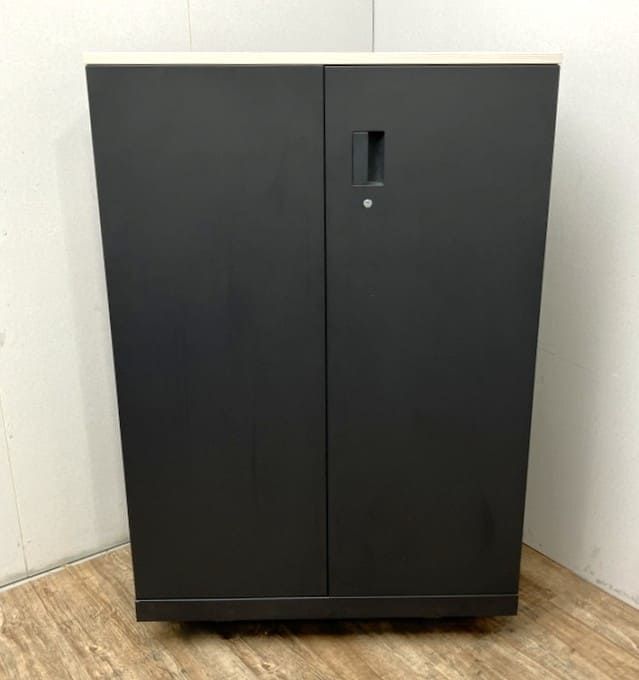 【中古品】イトーキ エスキャビネットシリーズ 天板付両開き書庫 H1-M1290HSS-T1 ブラック