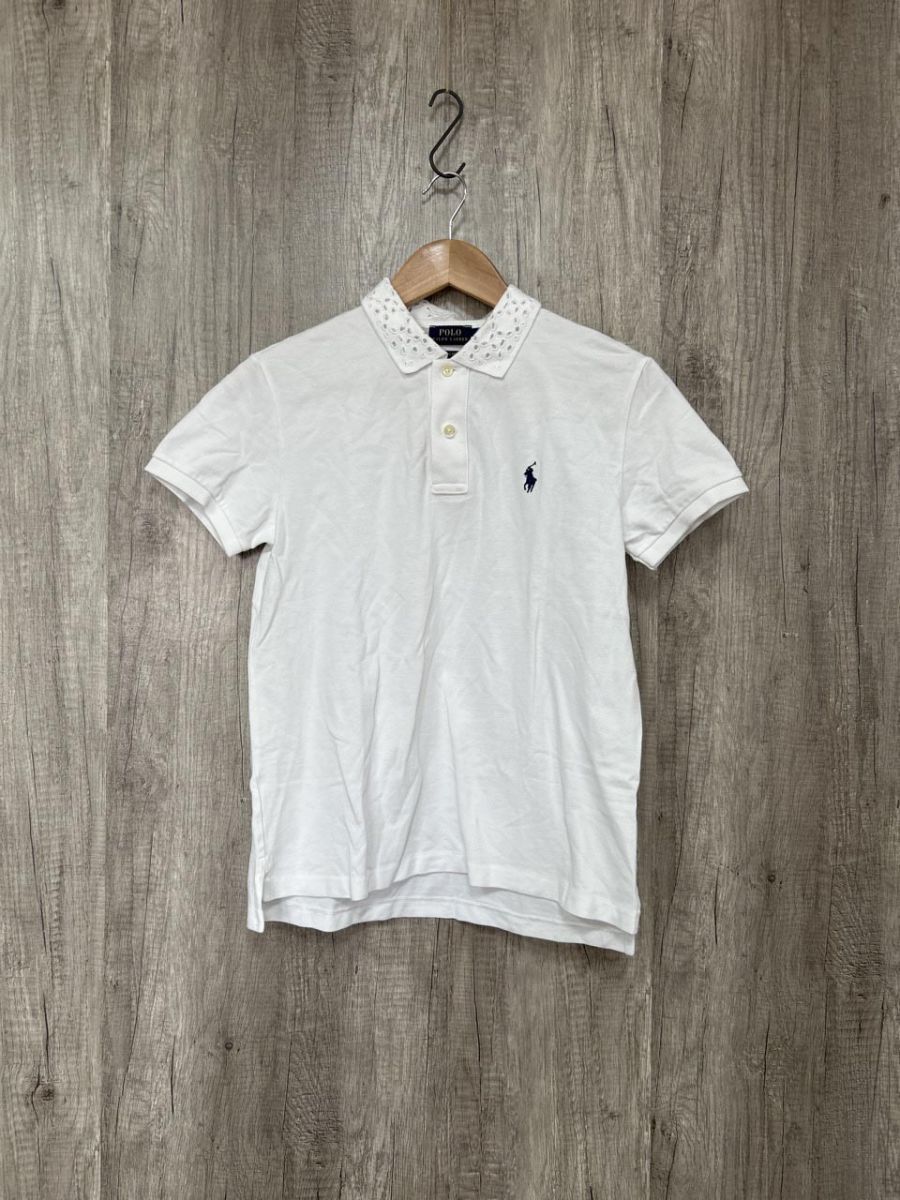 POLO RALPH LAUREN ポロ ラルフローレン CLASSIC FIT レース 綿100% ポロシャツ sizeSP/白 ■◆ レディース
