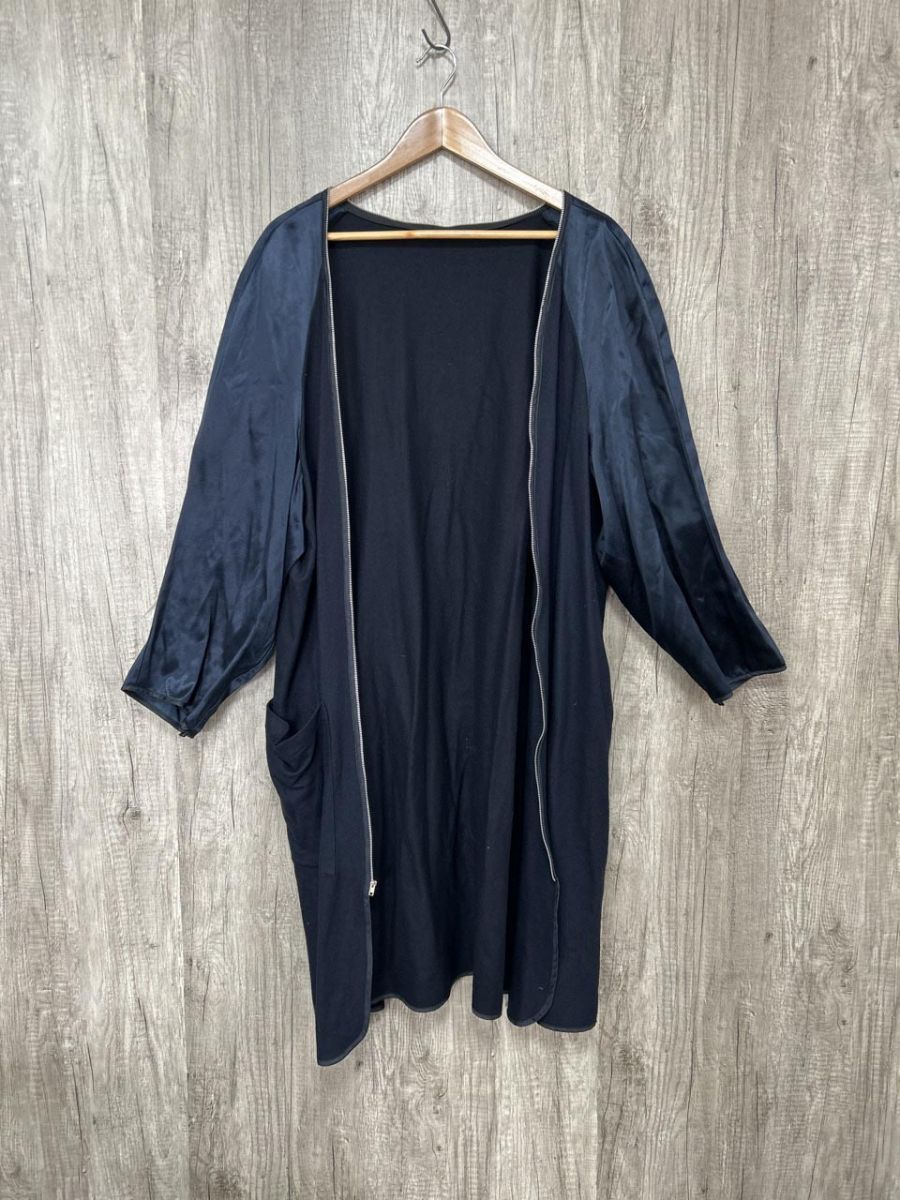 CHAPS RALPH LAUREN チャップス ラルフローレン サテン ロング ノーカラー ジャケット 濃紺 ◇■◎メンズ