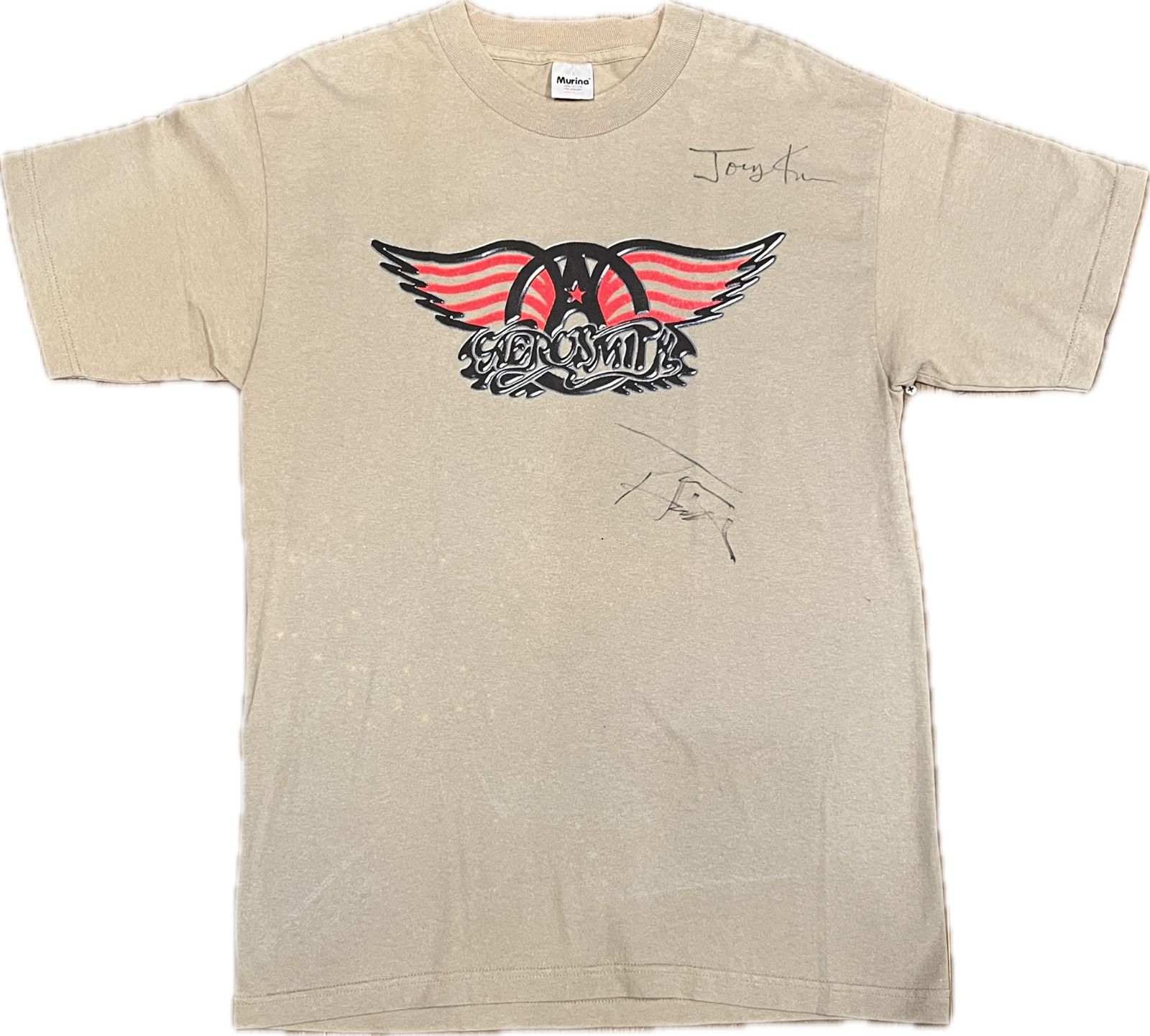 NOTHING CAN STOP THIS ROCK 90s AEROSMITH WORLD TOUR T-SHIRT w/ AUTOGRAPH