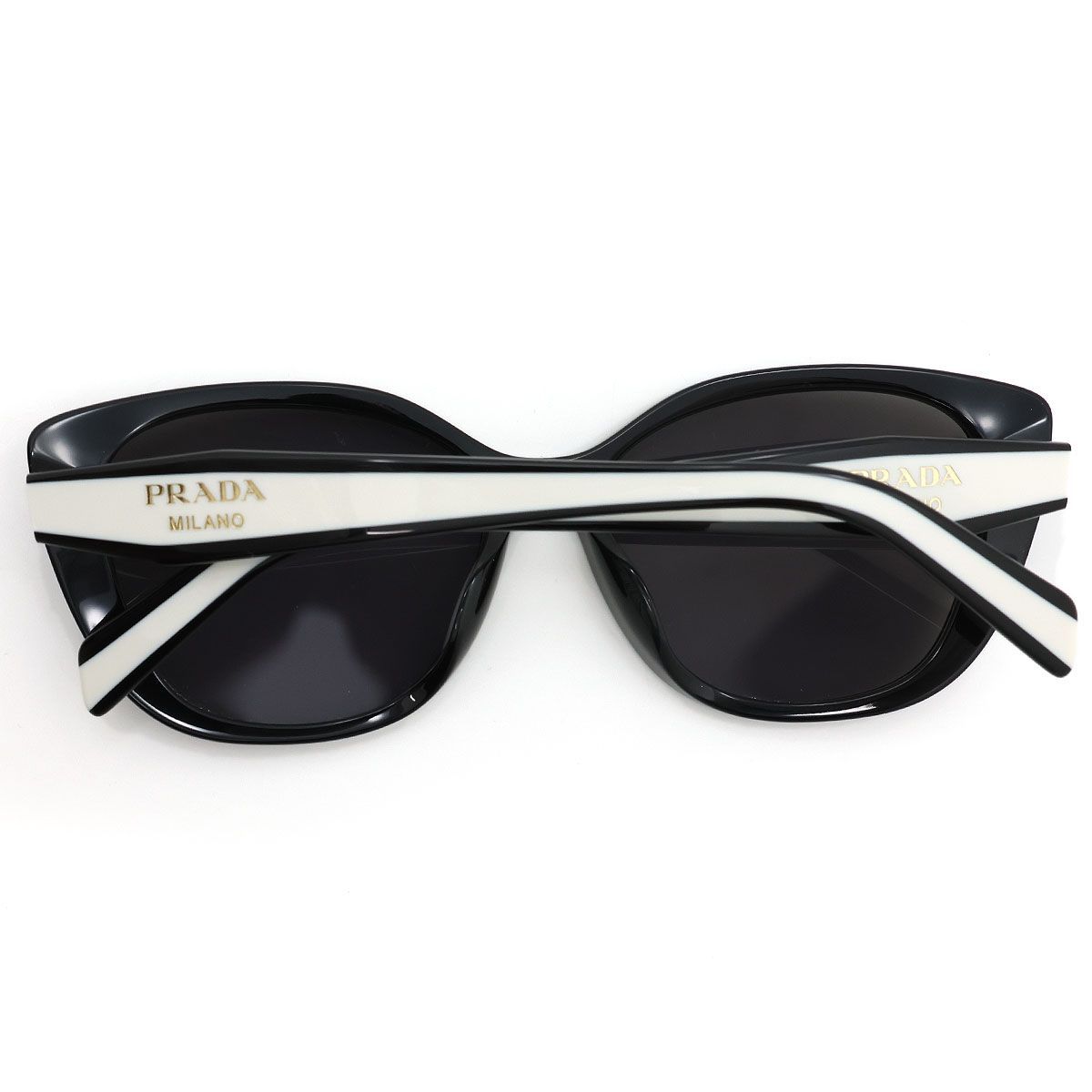 【 美品 】PRADA プラダ サングラス VPR B04-F 55□16 16K-101 140 ブラック ホワイト イタリア製 アイウエア ユニセックス フォックス型