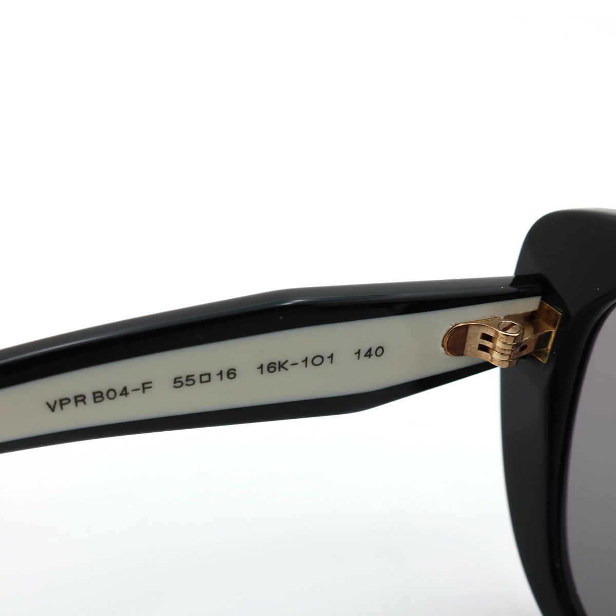 【 美品 】PRADA プラダ サングラス VPR B04-F 55□16 16K-101 140 ブラック ホワイト イタリア製 アイウエア ユニセックス フォックス型