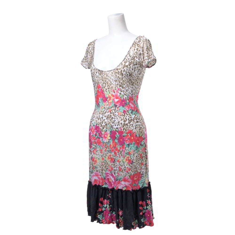 Blumarine レオパード柄 フローラル 素材切替 ストレッチ ワンピース