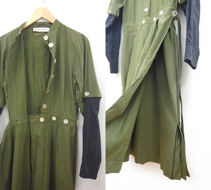 MARNI マルニ/2WAYスリーブ シャツ切替ワンピース/40 カーキ 2020SS/イタリア製/レディース/FF3930