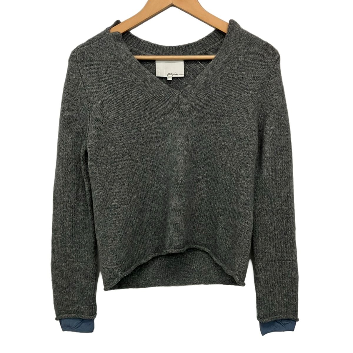 3.1 Phillip lim(スリーワンフィリップリム) 長袖セーター サイズXS レディース - グレー×ライトブルー Vネック×袖切り替え