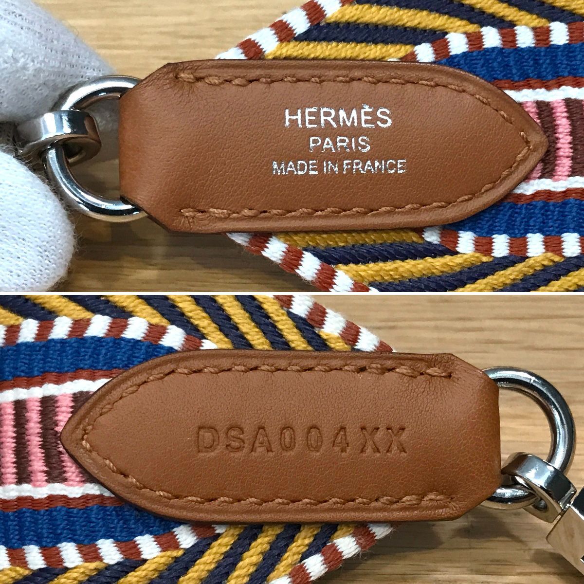 超美品 エルメス バンドリエール サングルカヴァル ジョーヌアンブル ローズエテ SV金具 D刻印 ショルダーストラップ 15453