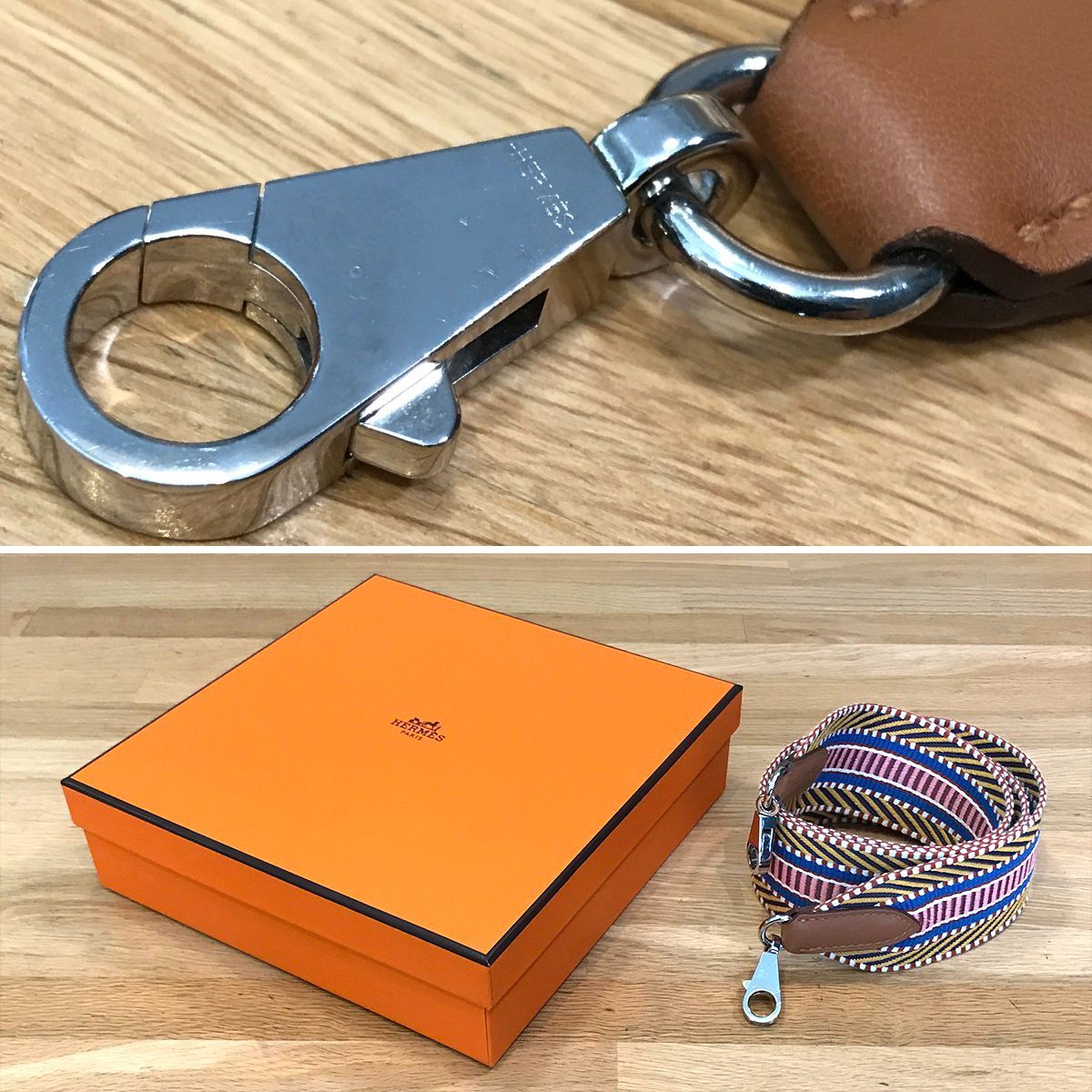 超美品 エルメス バンドリエール サングルカヴァル ジョーヌアンブル ローズエテ SV金具 D刻印 ショルダーストラップ 15453