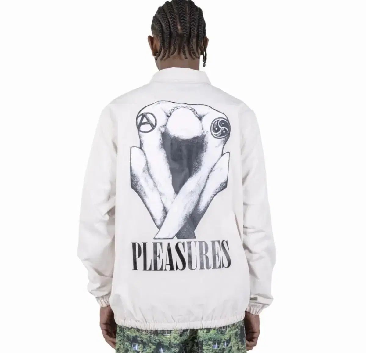 xl) PLEASURES 플레져스 コーチ ジャケット アイボリー