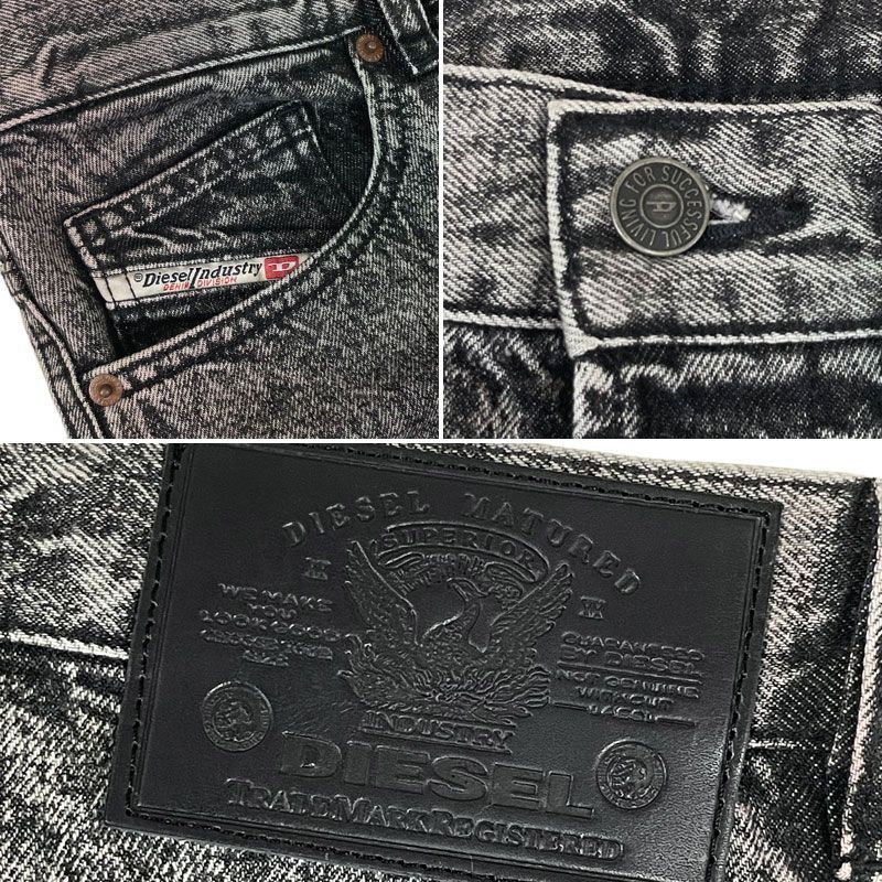 DIESEL ディーゼル 新品・アウトレット ハードストーンウォッシュ加工 デニムショートパンツ A02546-OHBAQ-02 D-MAXS-SP CALZONCINI ショートパンツ ハーフパンツ ムラペイント 黒 ブラック サイズ 28〜34 メンズ