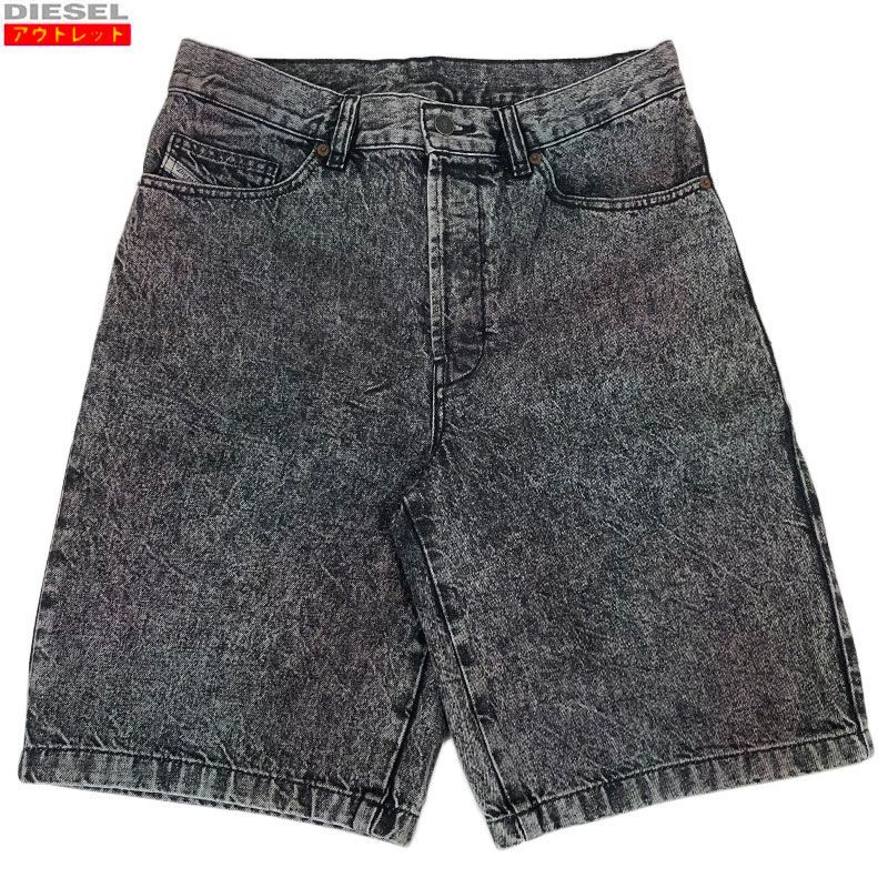 DIESEL ディーゼル 新品・アウトレット ハードストーンウォッシュ加工 デニムショートパンツ A02546-OHBAQ-02 D-MAXS-SP CALZONCINI ショートパンツ ハーフパンツ ムラペイント 黒 ブラック サイズ 28〜34 メンズ