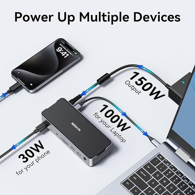 USB Cドッキングステーション 3 モニター ラップトップ MOKIN ドックデュアル モニター 2 HDMI DisplayPort 4K144Hz,USB A 2.0/3.0,USB C 3.1 10Gbps&30W 出力,イーサネット 96b3585f USB Cドッキングステーション 3 モニター ラップトップ MOKIN ドックデュアル モニター 2 HDMI DisplayPort 4K144Hz,USB A 2.0/3.0,USB C 3.1 10Gbps&30W 出力,イーサネット 96b3585f