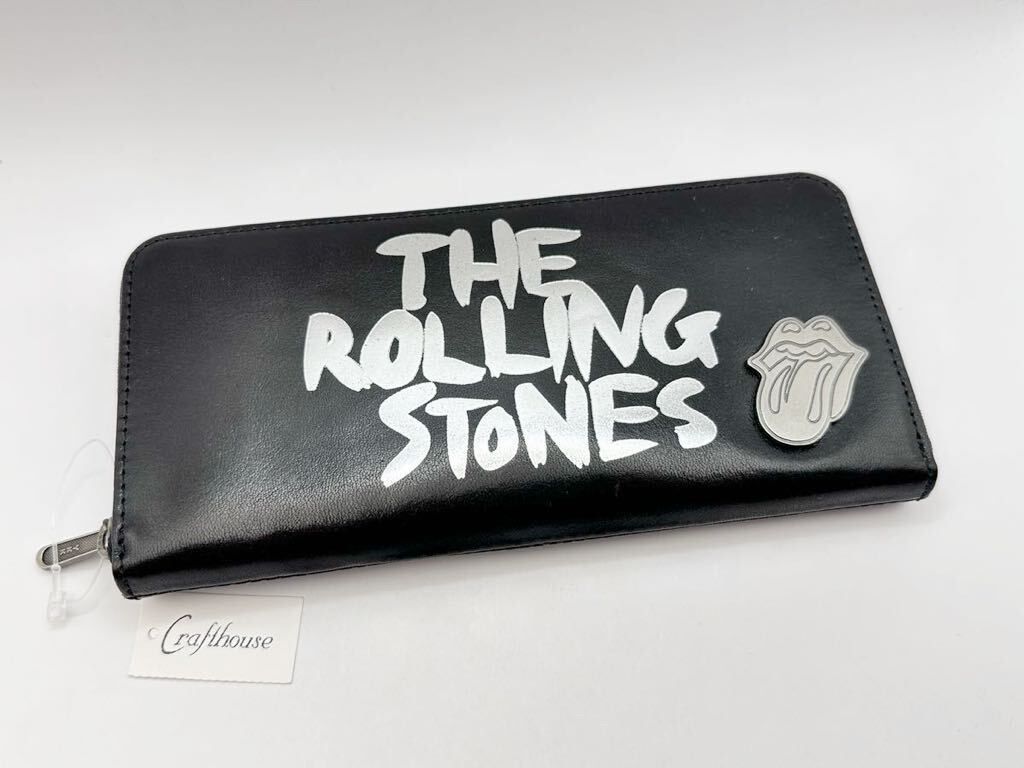 未使用 希少 The RoLLing Stones ザ ローリング ストーンズ ラウンド ジップ ウォレット 長財布 ロゴ箔押し CR75001