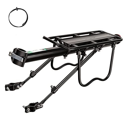 ROCKBROS(ロックブロス)自転車 荷台 リアキャリア 後付け 自転車荷台 荷物ラック アルミ製 耐荷重25KG 軽量 耐久性 簡単取付け ゴムバンド 反射板付き ロードバイク クロスバイク (ブラック)kk 028b218f
