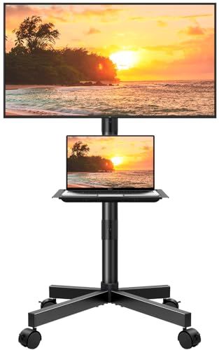 KKTONER モバイルテレビカート テレビスタンド キャスター付き 23~65インチ LCD LED対応 高さ調節可能 棚板付き 最大VESA 400x400mm 移動可能 テレビトロリー 耐荷重40kgkk 388d4edf
