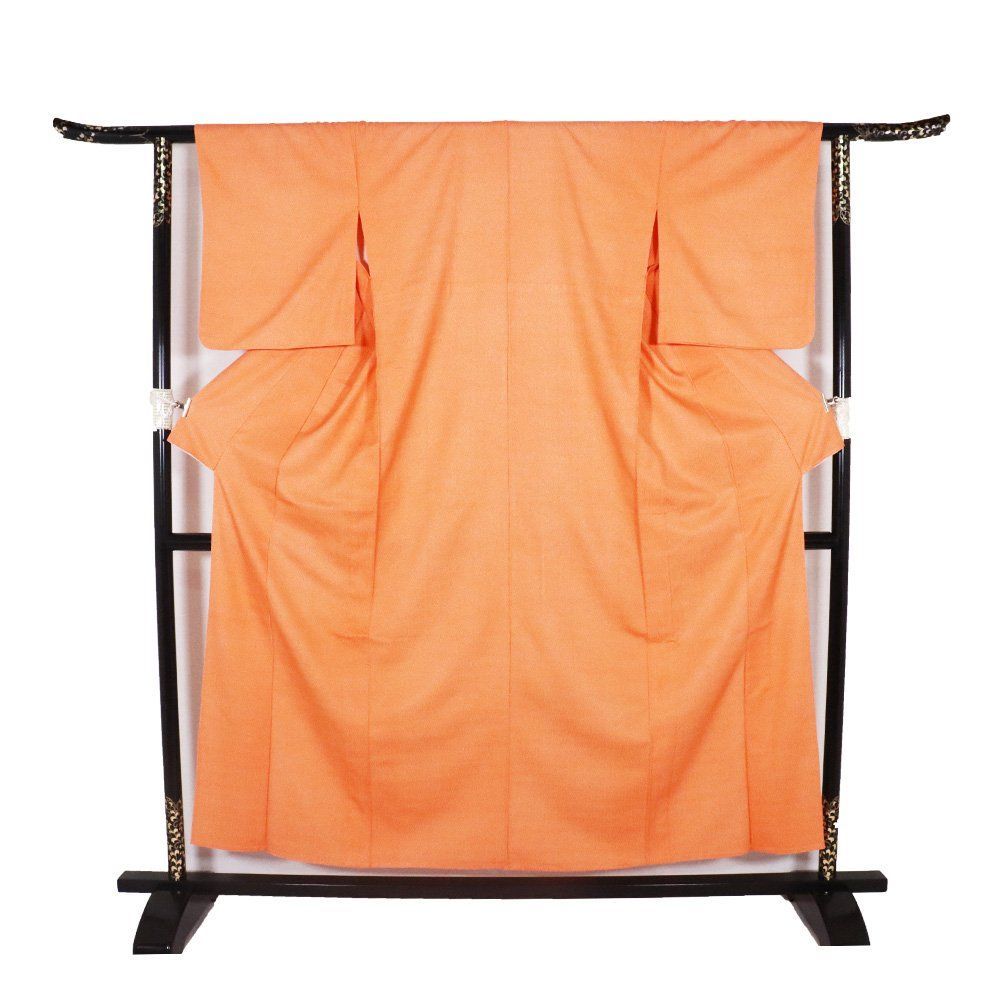 単衣 小紋 正絹 オレンジ 小花 Sサイズ ki32130 美品 ひとえ 夏着物 レディース シルク ギフト カジュアル 送料無料