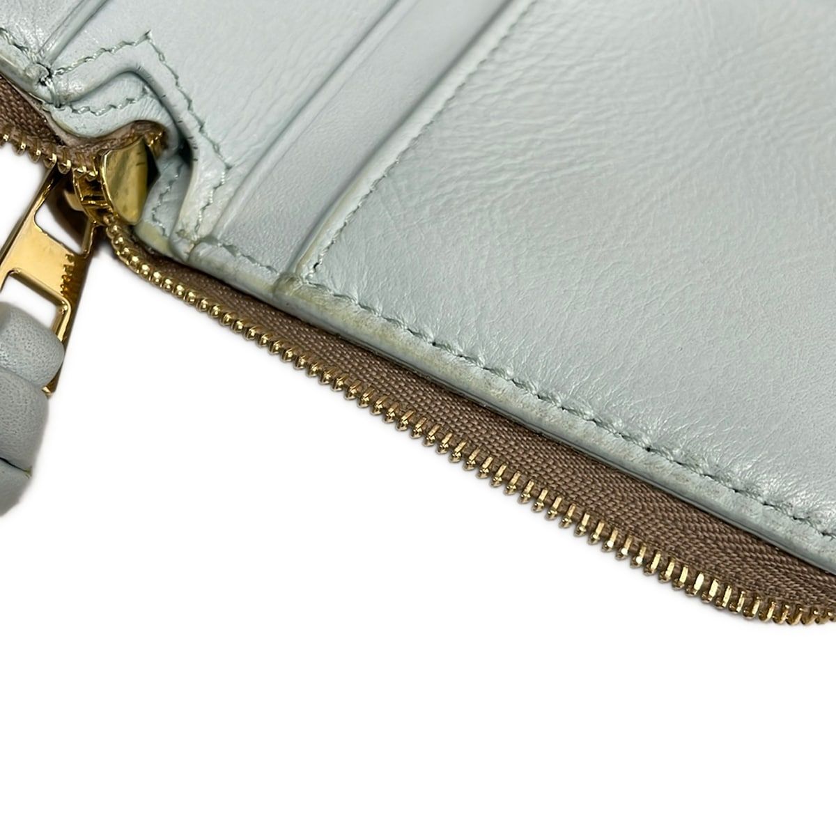 LOEWE(ロエベ) 2つ折り財布 - グレージュ×ライトブルー ラウンドファスナー レザー LOEWE(ロエベ) 2つ折り財布 - グレージュ×ライトブルー ラウンドファスナー レザー
