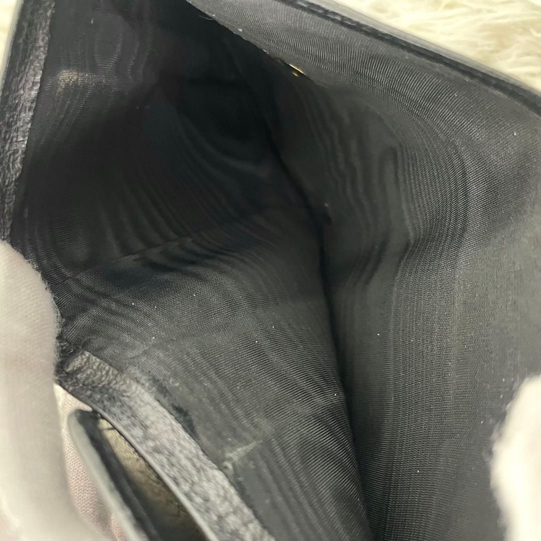 シャネル　CHANEL 三つ折り財布　ココマーク　ブラック　黒　レザー