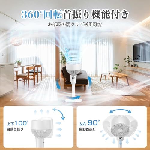 サーキュレーター 扇風機 兼用【2026 新登場！省エネ＆静音設計】自動首振り リモコン付き 風量 6 段階・タイマー機能・高さ調節可能 6～30 畳対応 強力送風 リビング・寝室対応 梅雨対策・除湿・衣類乾燥・部屋干し 冷房・暖房補助に最適 75c8f022