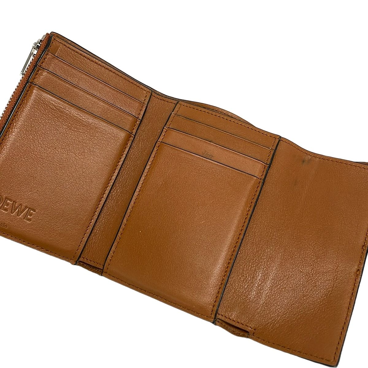 LOEWE(ロエベ) 3つ折り財布 トライフォールド ウォレット ネイビー×ブラウン レザー LOEWE(ロエベ) 3つ折り財布 トライフォールド ウォレット ネイビー×ブラウン レザー