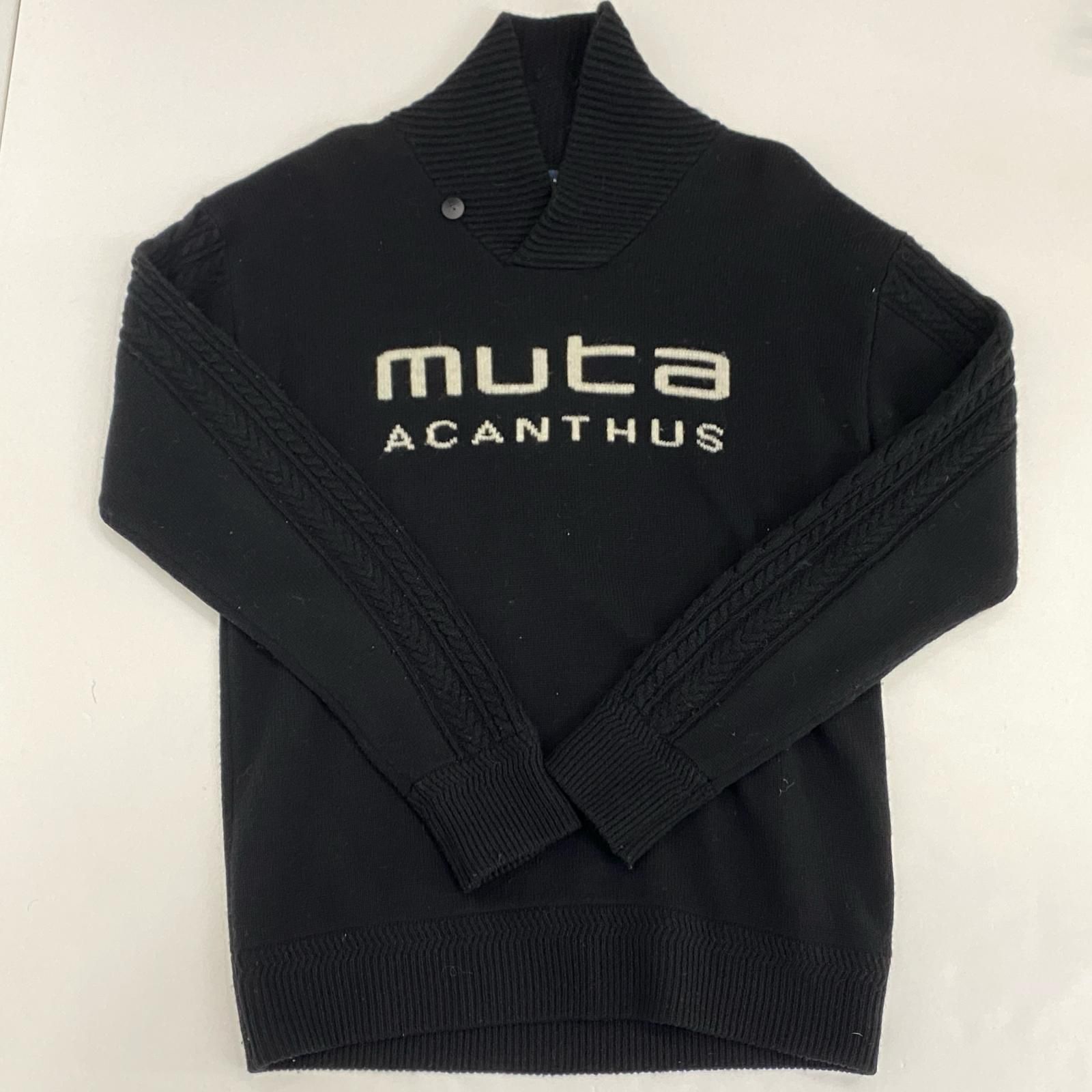【姫路東店】 中古 MUTA MARINE | ムータマリン ×ACANTHUS セーター Logo Shawl Collar Sweater MMAC-MA2120 ブラック サイズ：5 【102】