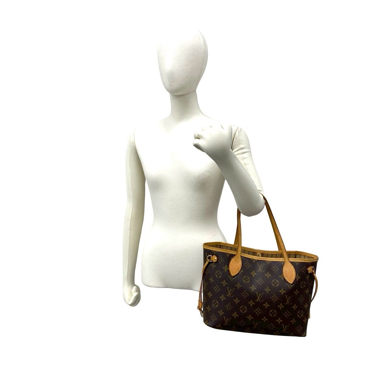 極 美品 箱 袋付き LOUIS VUITTON ルイヴィトン ネヴァーフルPM モノグラム レザー 本革 トートバッグ ハンドバッグ ブラウン 53987